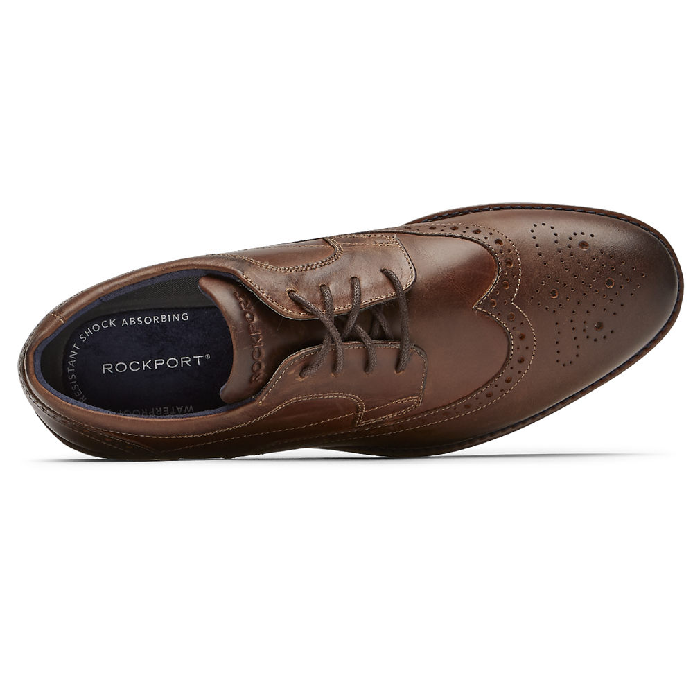 Rockport Singapore Mens Lace Up - Dustyn Wingtip Brown - KG6975201